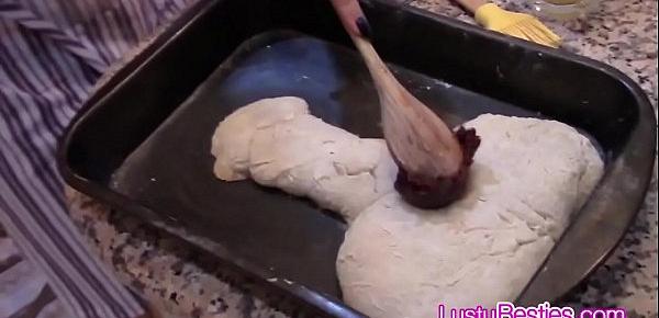  Naughty teen cooks sharing cock in kitchen